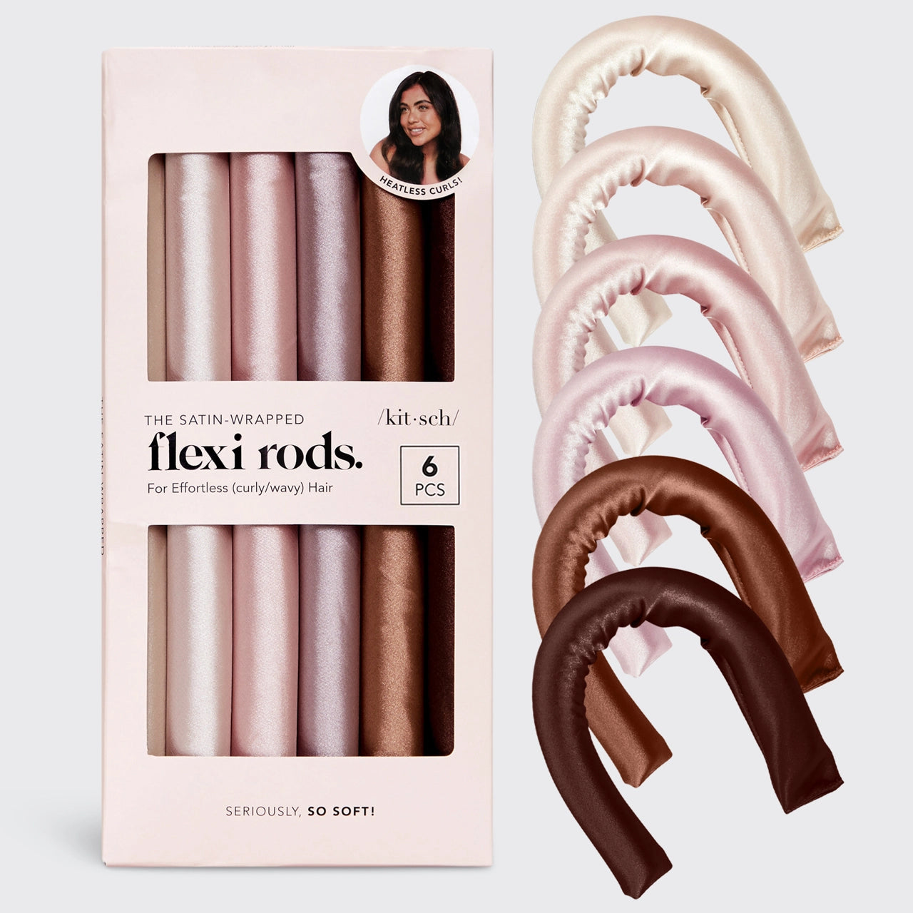 Kitsch Satin Wrapped Flexi Rods - 6pc Set
