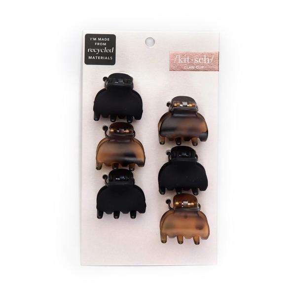 Kitsch Recycled Plastic X-Small Claw Clips 6pc - Black & Tort