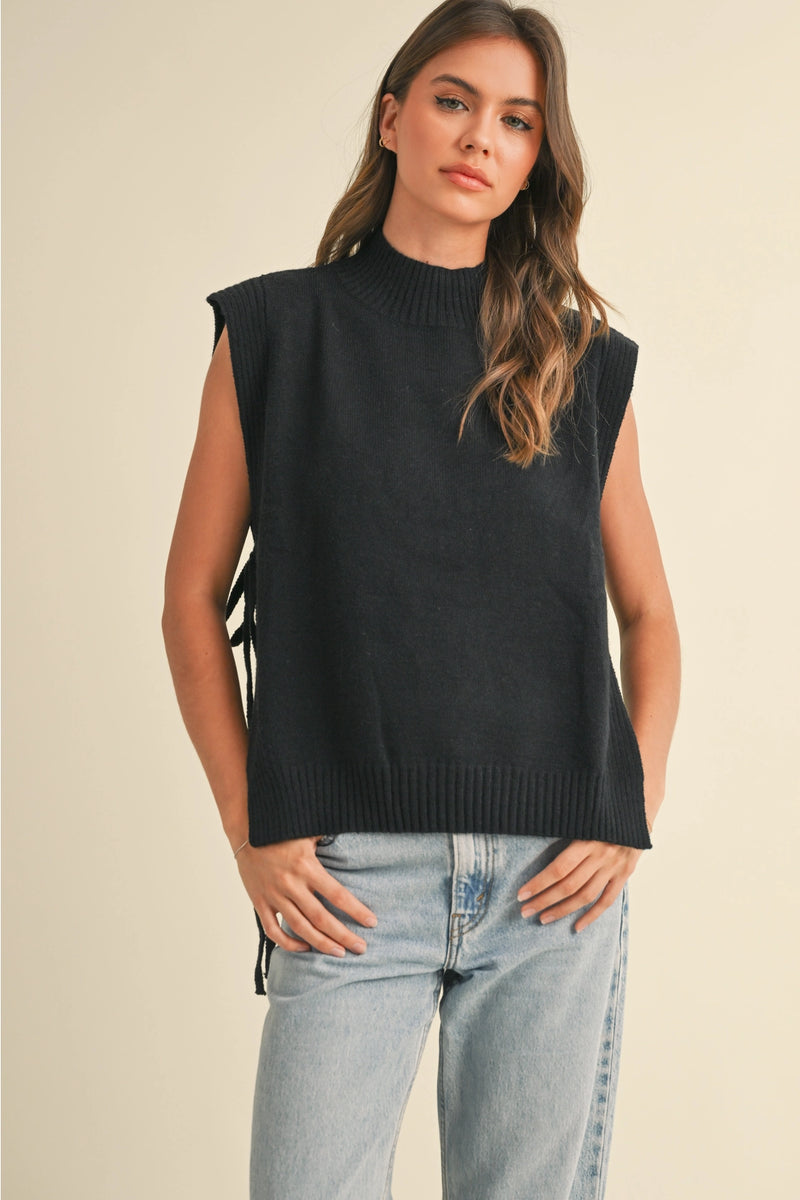 Casey Mock Neck Tie Sweater