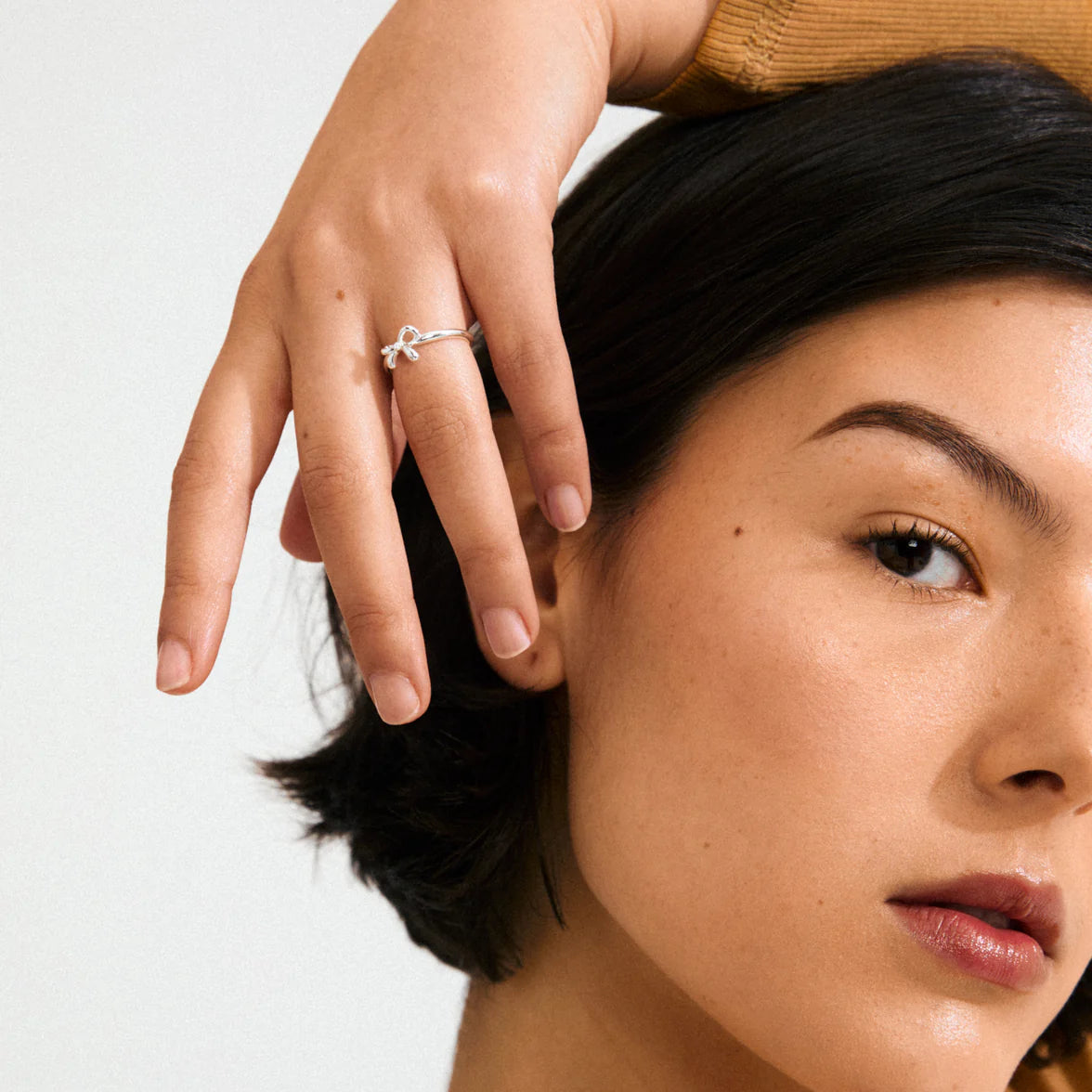 Pilgrim Lulu Bow Stack Ring Silver or Gold Plated