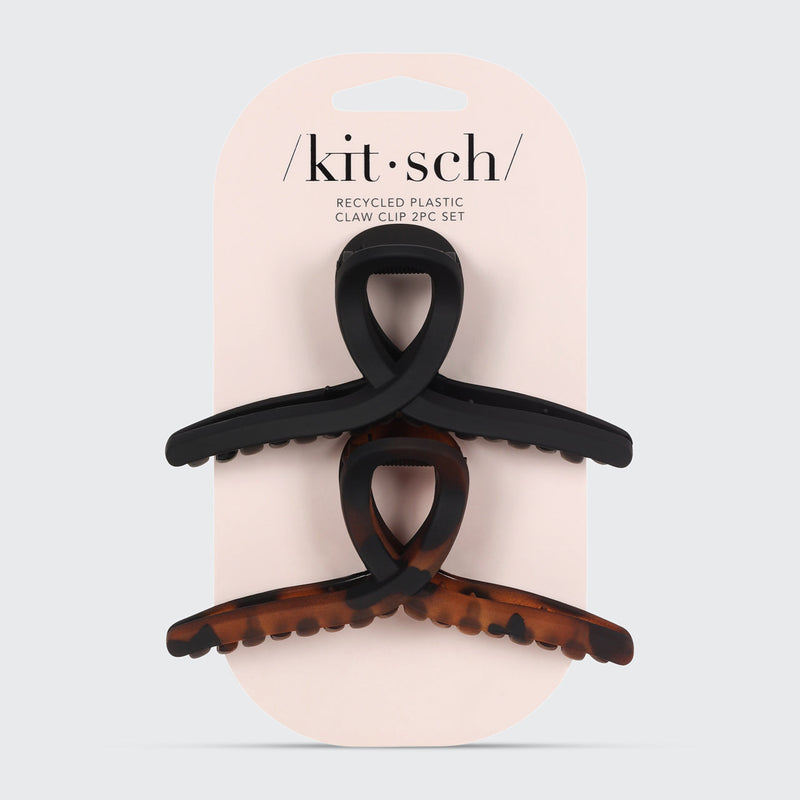 Kitsch Large Loop Claw Clip 2Pc Black&Tort