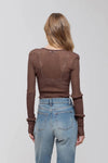 Workshop Brown Knit Sheer Top - Brown