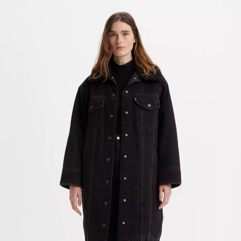 Levi's Longline Padded Trucker Jacket Come Back Black