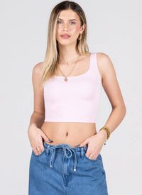 Bamboo Rib Square Neck Crop Tank
