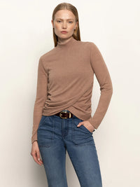 Sanctuary Draped Mock Neck Mocha