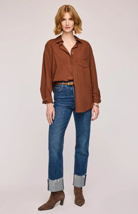 Gentle Fawn Callahan Button Down Shirt in White + Cappuccino