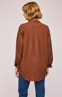 Gentle Fawn Callahan Button Down Shirt in White + Cappuccino