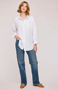 Gentle Fawn Callahan Button Down Shirt in White + Cappuccino