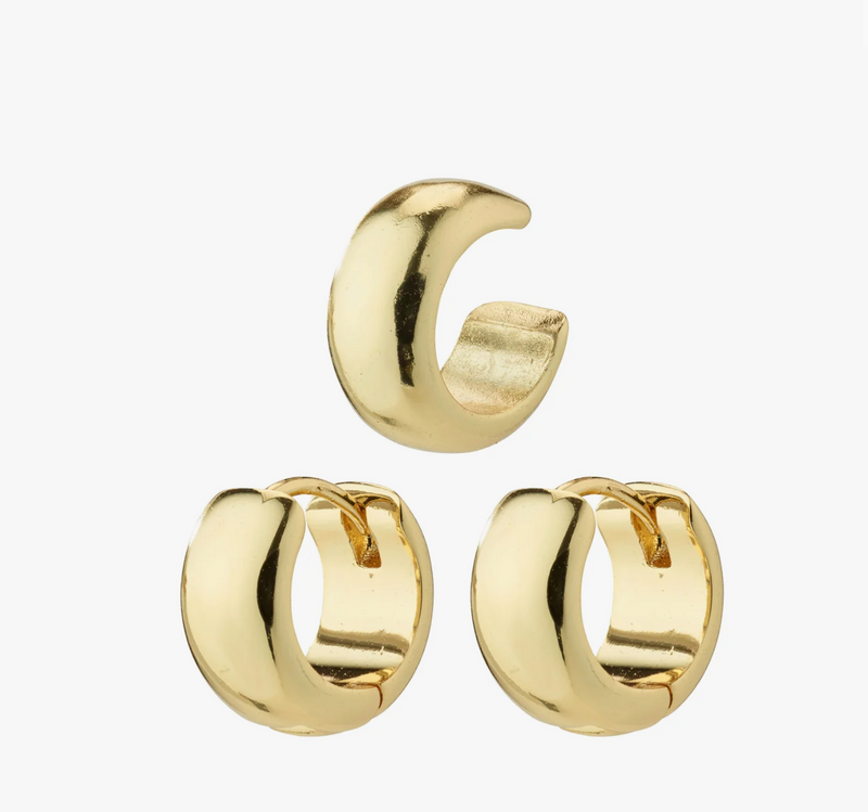 Pilgrim Pace Hoops and Cuff Gold Plated