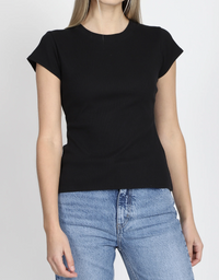 Brunette the Label Fitted Cap Sleeve in Black or White