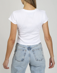 Brunette the Label Cropped Fitted Tee in White or Black