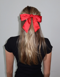 Brunette the Label Satin Hair Bow in Crimson