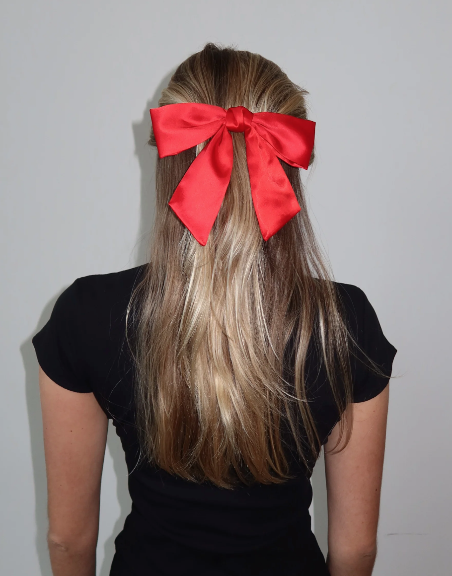 Brunette the Label Satin Hair Bow in Crimson
