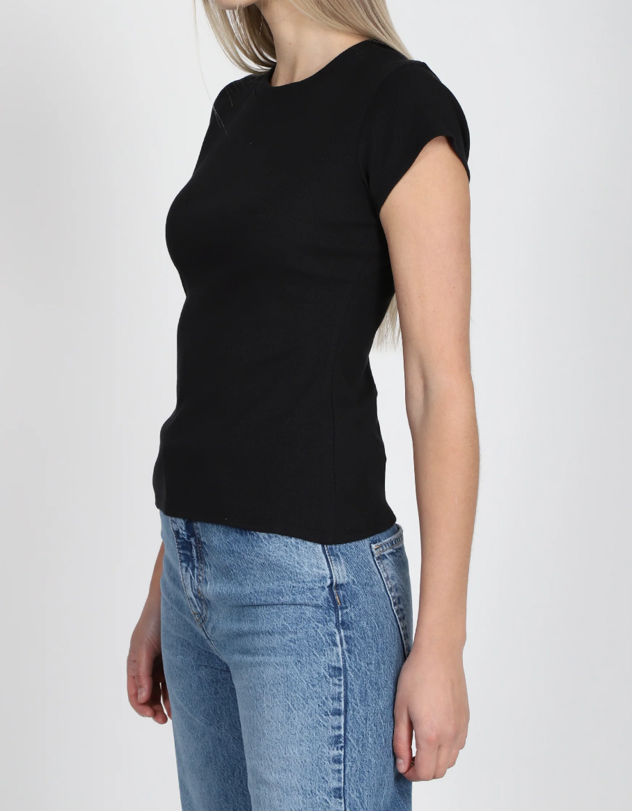 Brunette the Label Ribbed Fitted Cap Sleeve in 3 colours