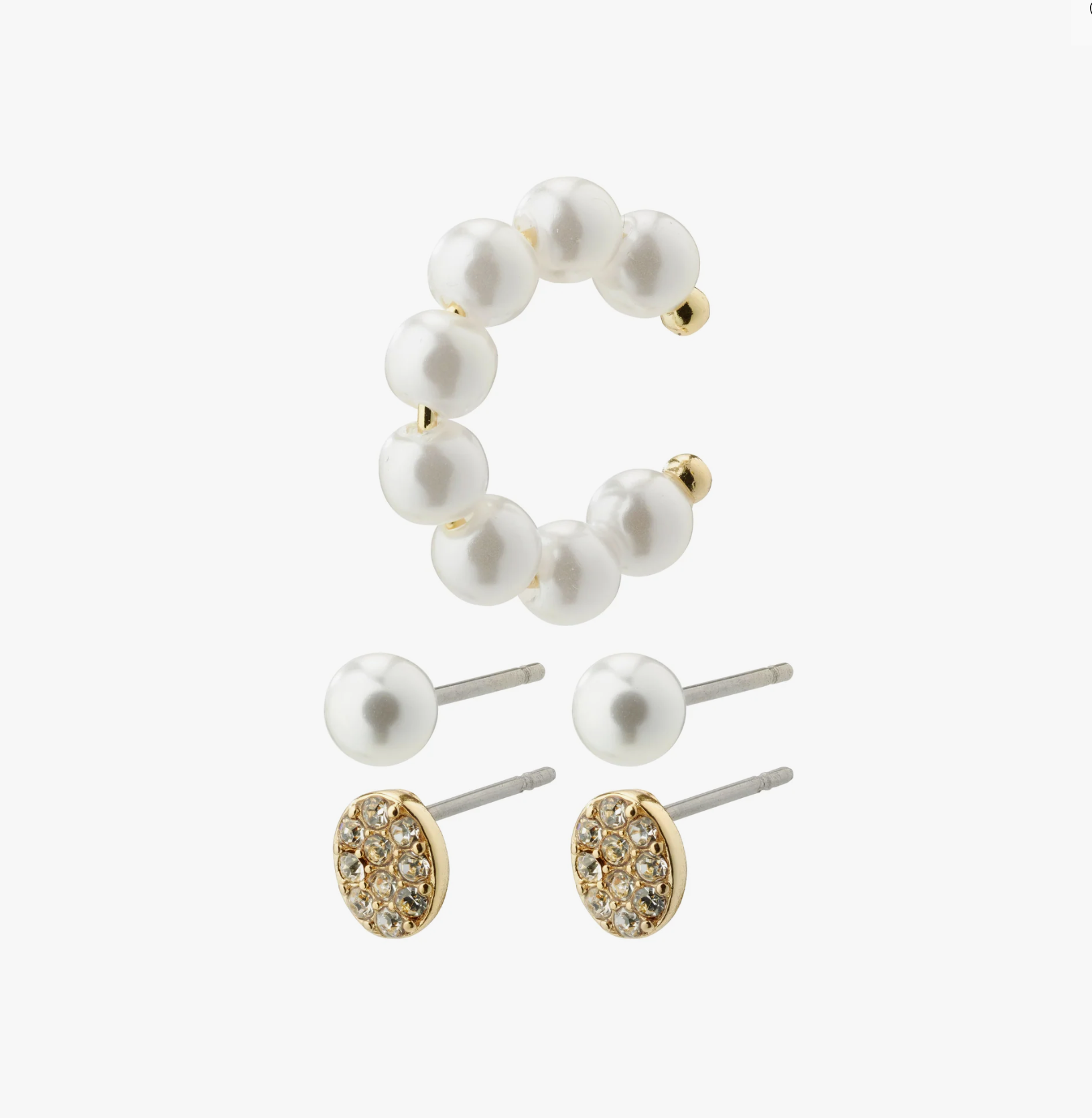 Set of 3 silver 2025 earrings