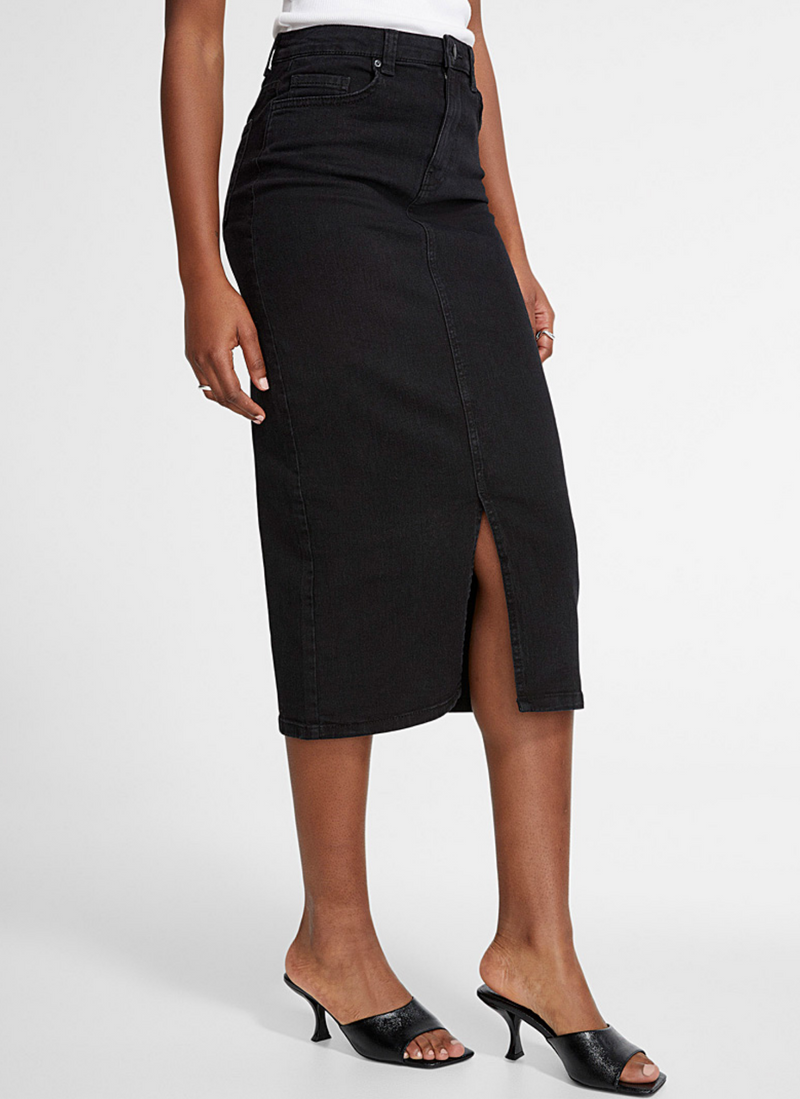 Vero Moda Biana Midi Black Denim Skirt