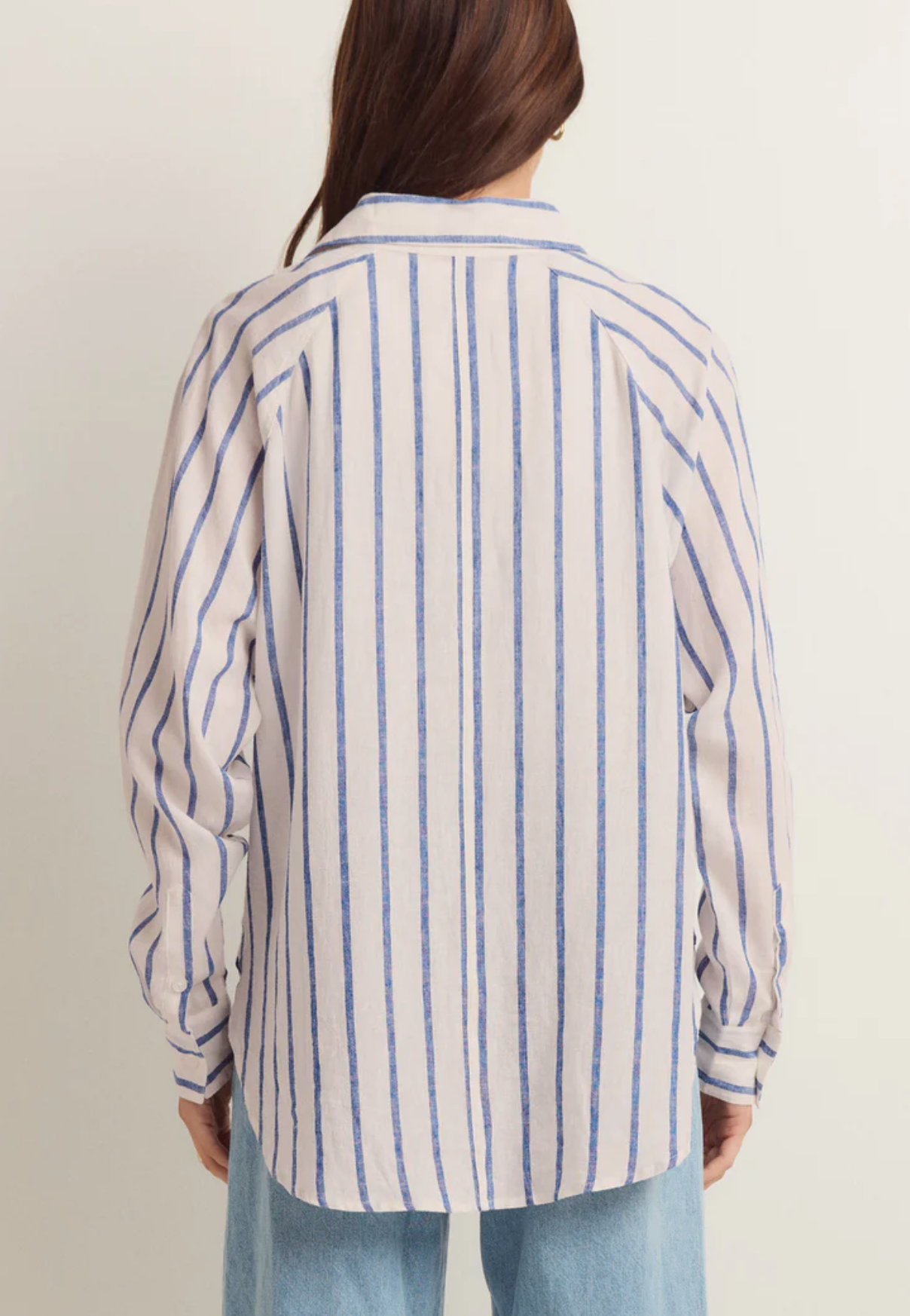 Z Supply Perfect Linen Top in Palace Blue Stripe