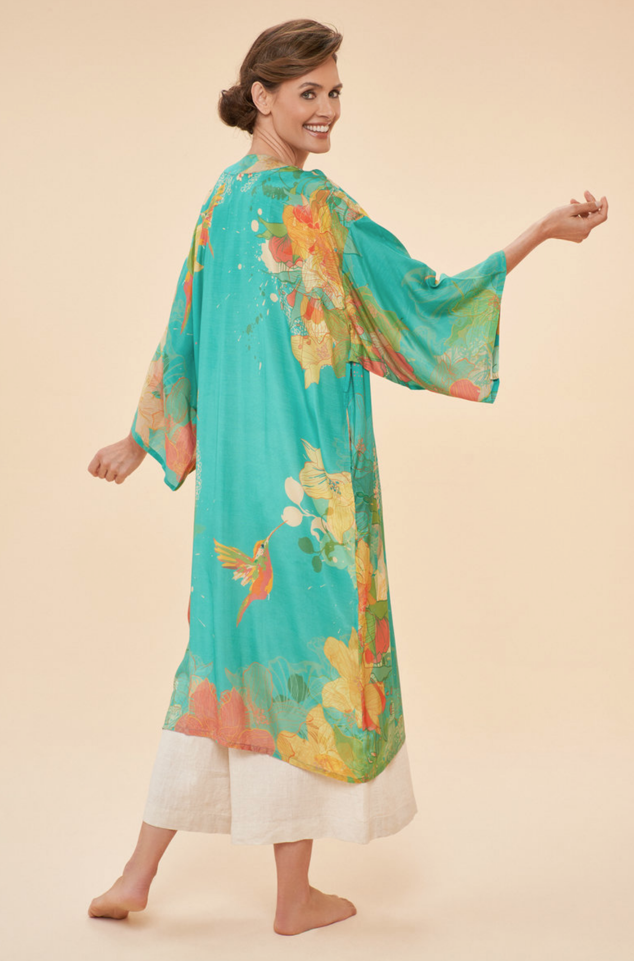 Powder Hummingbird Kimono Gown