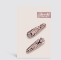 Kitsch Mini Rhinestone Snap Clips in Rose Gold