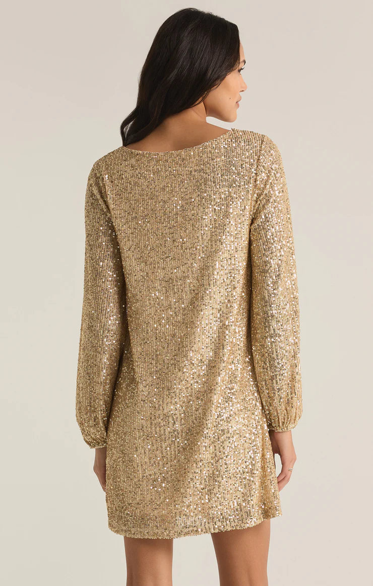 Z Supply Andromeda Champagne Sequin Mini Dress