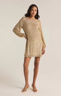 Z Supply Andromeda Champagne Sequin Mini Dress