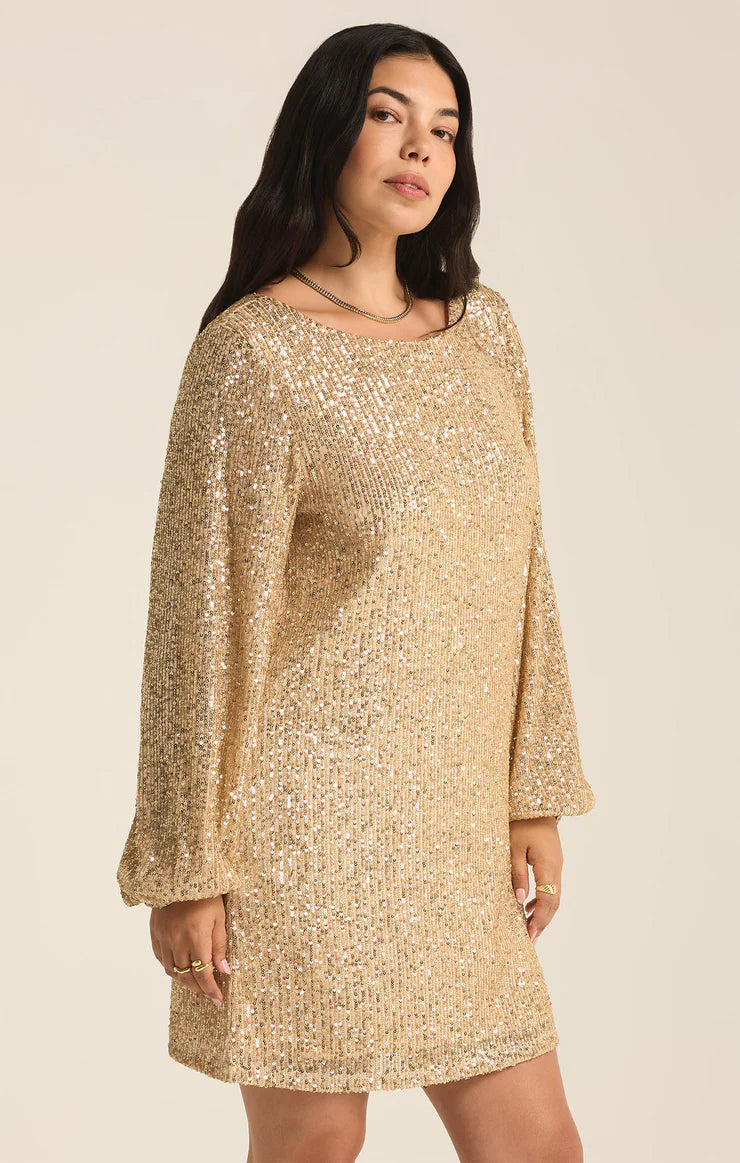 Z Supply Andromeda Champagne Sequin Mini Dress