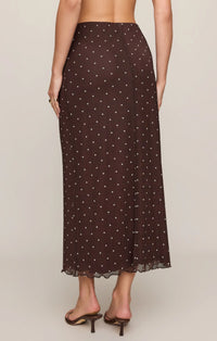 Z Supply Eda Polka Dot Mesh Midi Skirt - Dark Chocolate