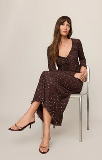 Z Supply Eda Polka Dot Mesh Midi Skirt - Dark Chocolate