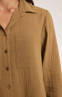 Z Supply Kaili Button Up Gauze in Otter