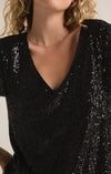 Z Supply Marbella V-Neck Sequin Top Black