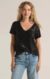 Z Supply Marbella V-Neck Sequin Top Black