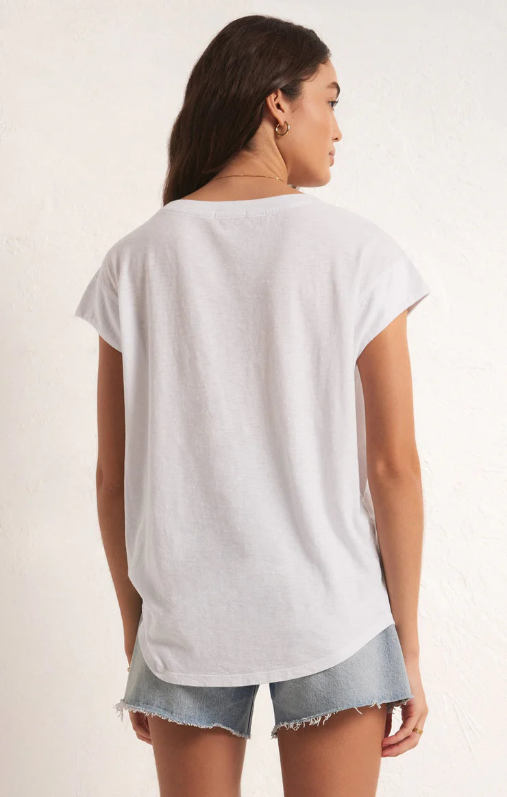 Z Supply Laid Back Slub Top in White or Creamsicle