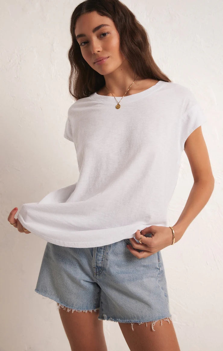 Z Supply Laid Back Slub Top in White or Creamsicle