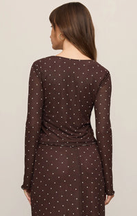 Z Supply Amara Polka Dot Mesh Top - Dark Chocolate
