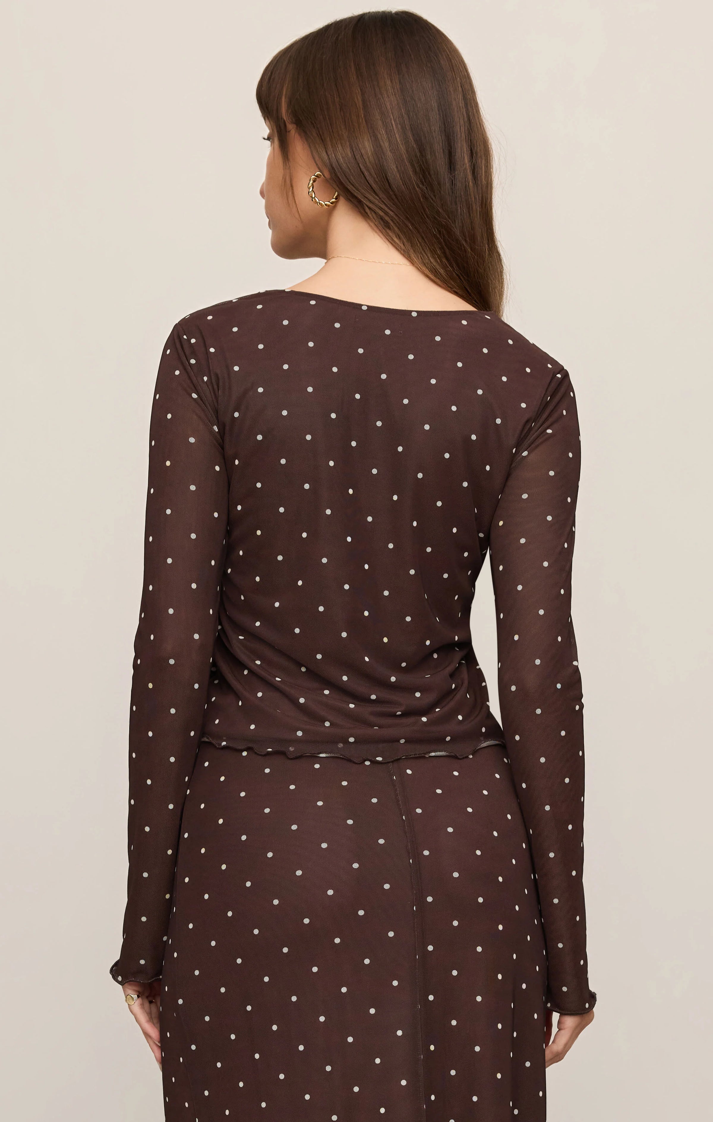 Z Supply Amara Polka Dot Mesh Top - Dark Chocolate