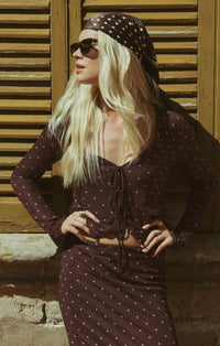Z Supply Amara Polka Dot Mesh Top - Dark Chocolate