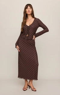 Z Supply Amara Polka Dot Mesh Top - Dark Chocolate