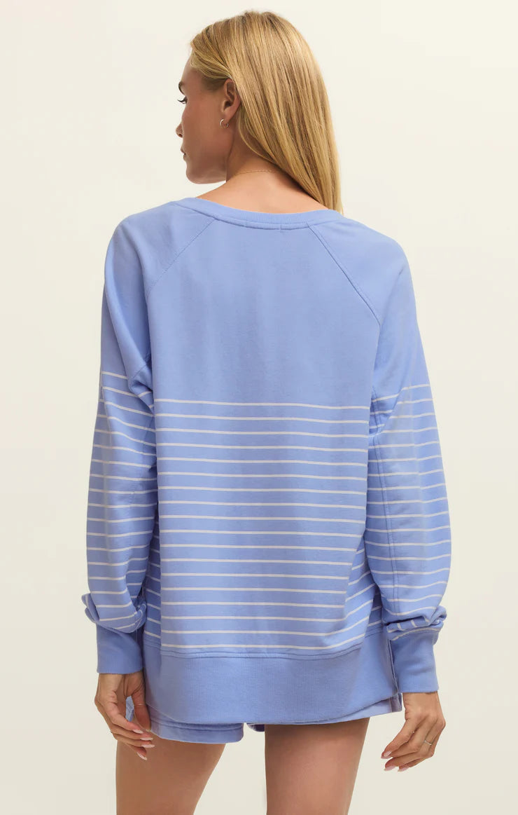 Z Supply Weekender Stripe V Neck - Barcelona Blue – Freyja