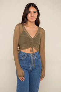 Becca Shirred Top in Black or Olive