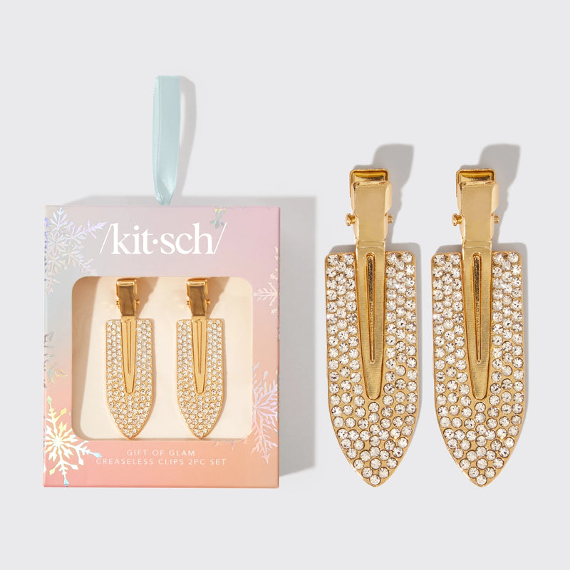 Kitsch Holiday Creaseless Clips 2pc Set - Rhinestone