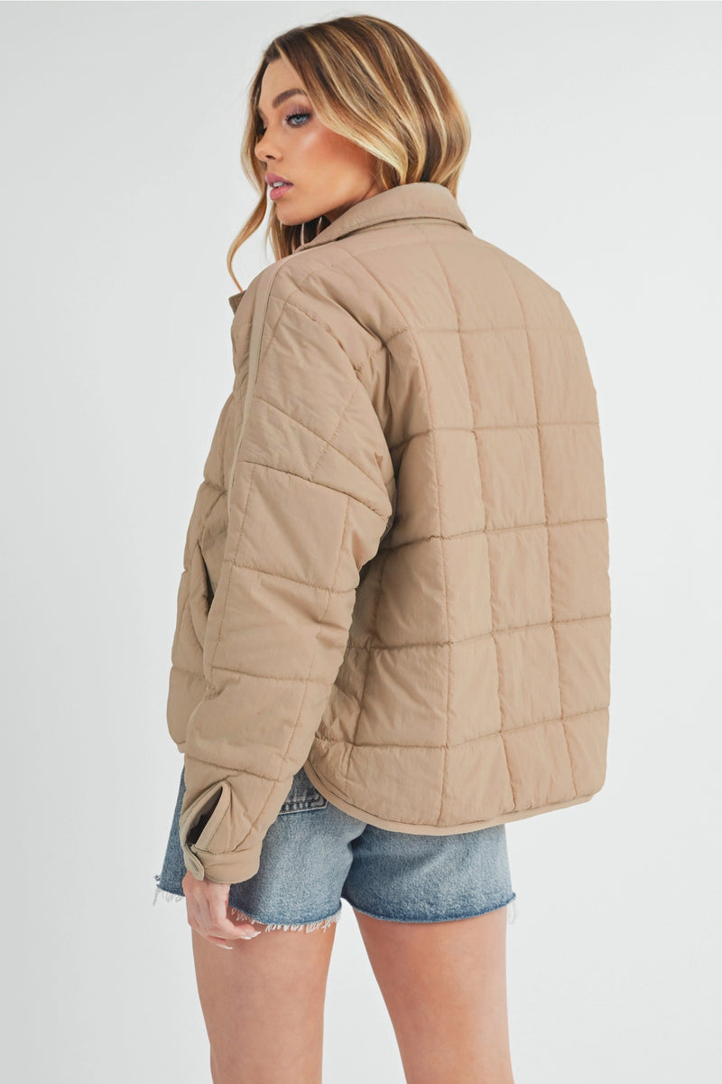 Bebe Puffer Jacket in Beige