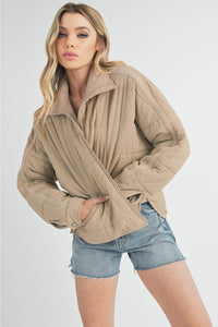 Bebe Puffer Jacket in Beige