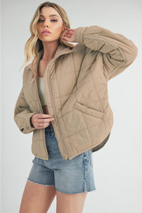 Bebe Puffer Jacket in Beige