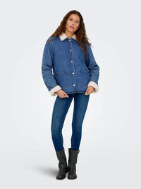 Only Allison Teddy Denim Shearling Coat