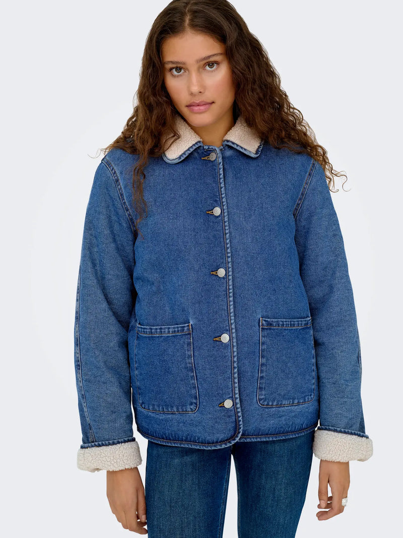Only Allison Teddy Denim Shearling Coat