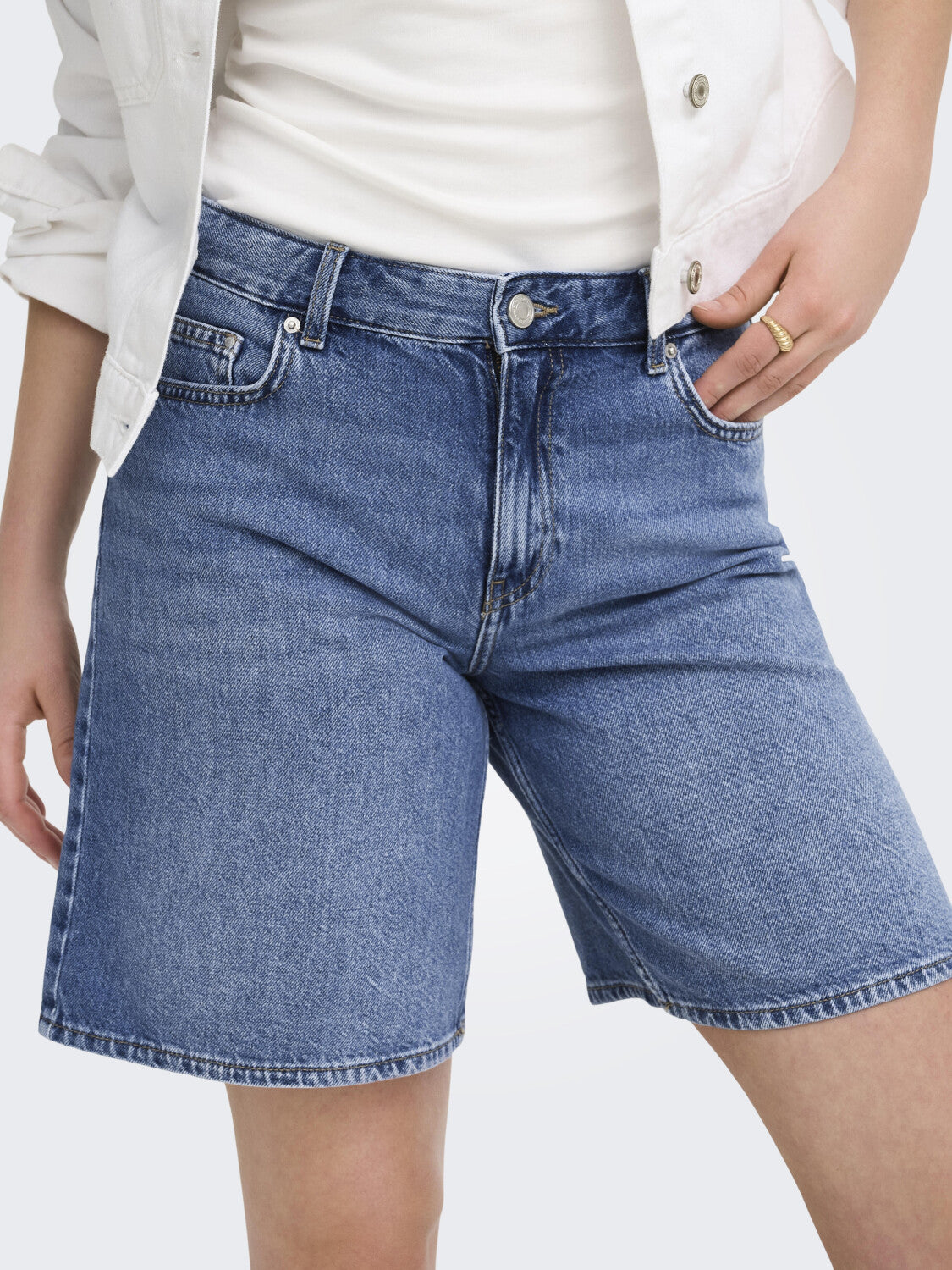 Only Lumi Mom Shorts Blue Indigo
