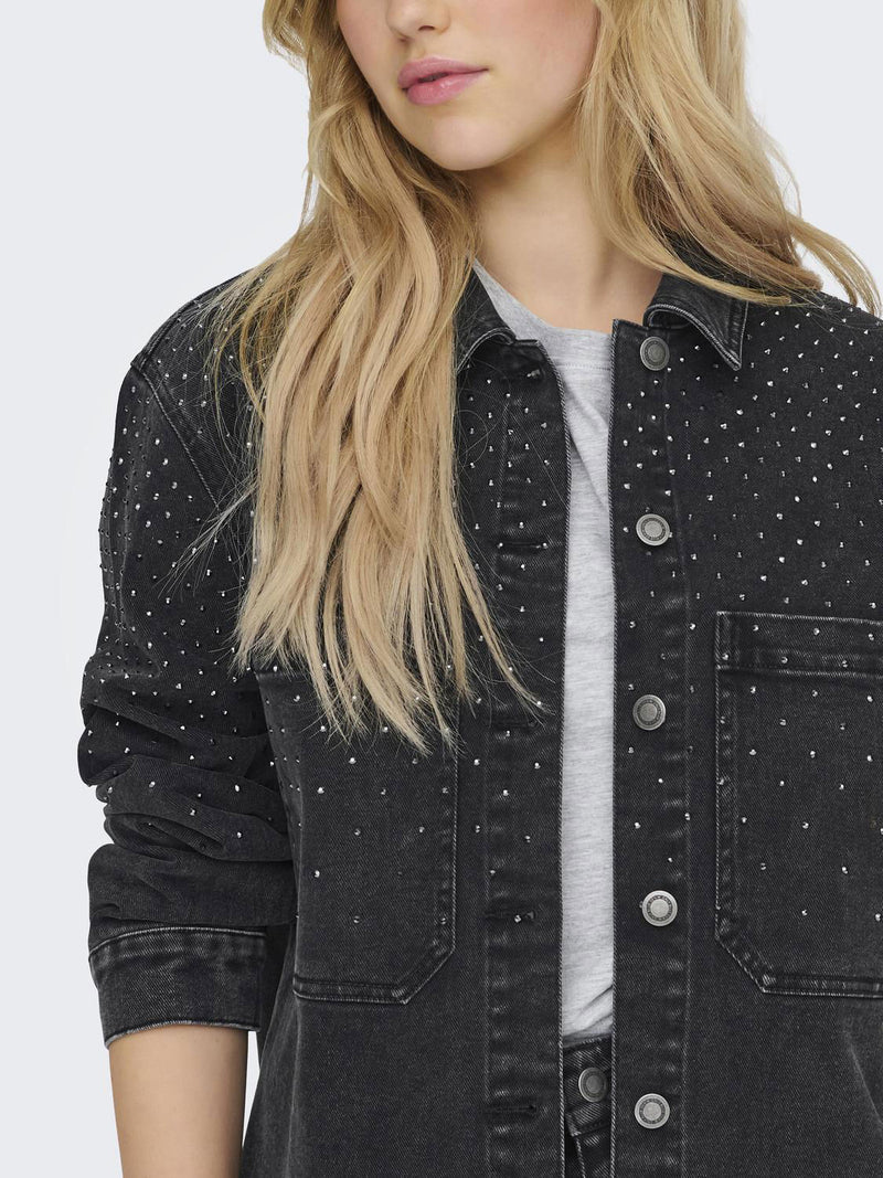 Only Cassie Rhinestone Denim Shirt