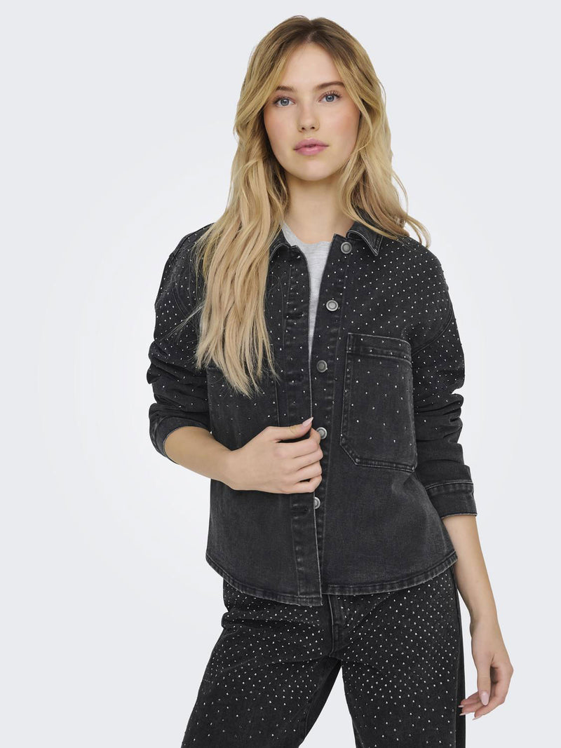 Only Cassie Rhinestone Denim Shirt