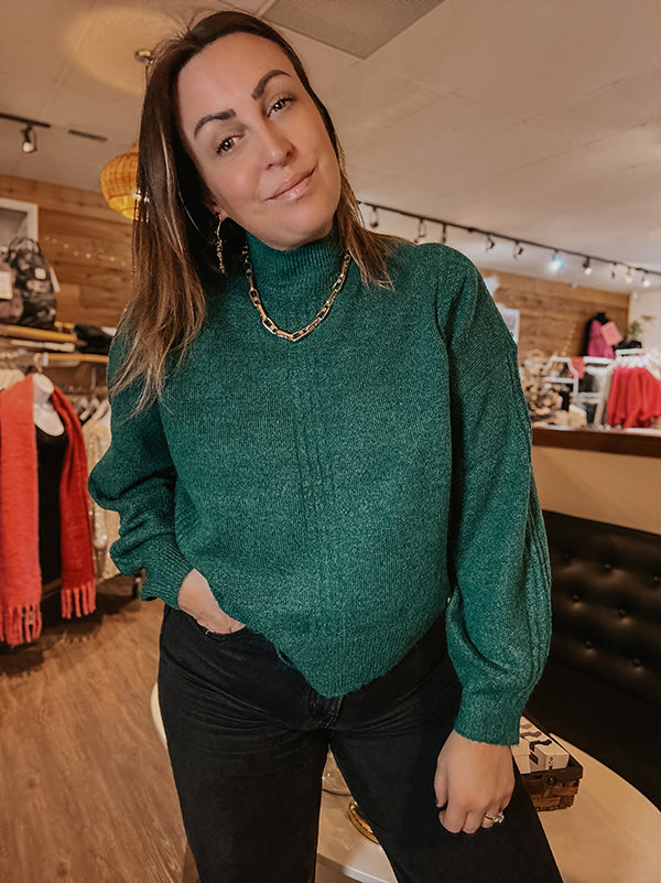 Only Carly Highneck Pullover in Evergreen