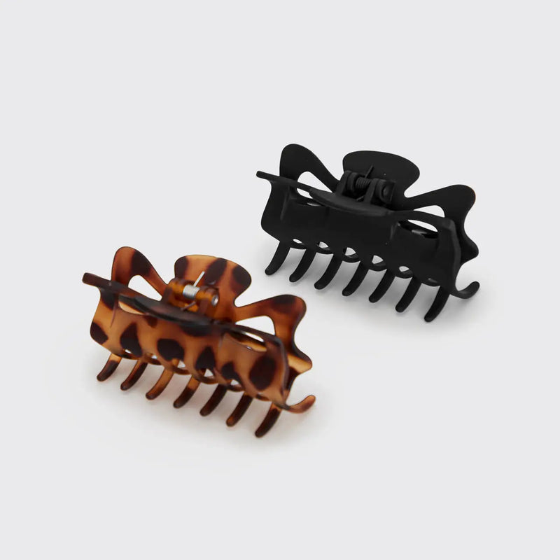 Kitsch Eco-Friendly Large Claw Clip 2pc Set - Black & Tort